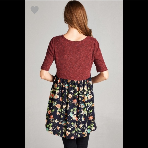 ❌LAST ONE❌ Burgundy Melange Rib Knit Top Size Large NWT - Picture 4 of 7